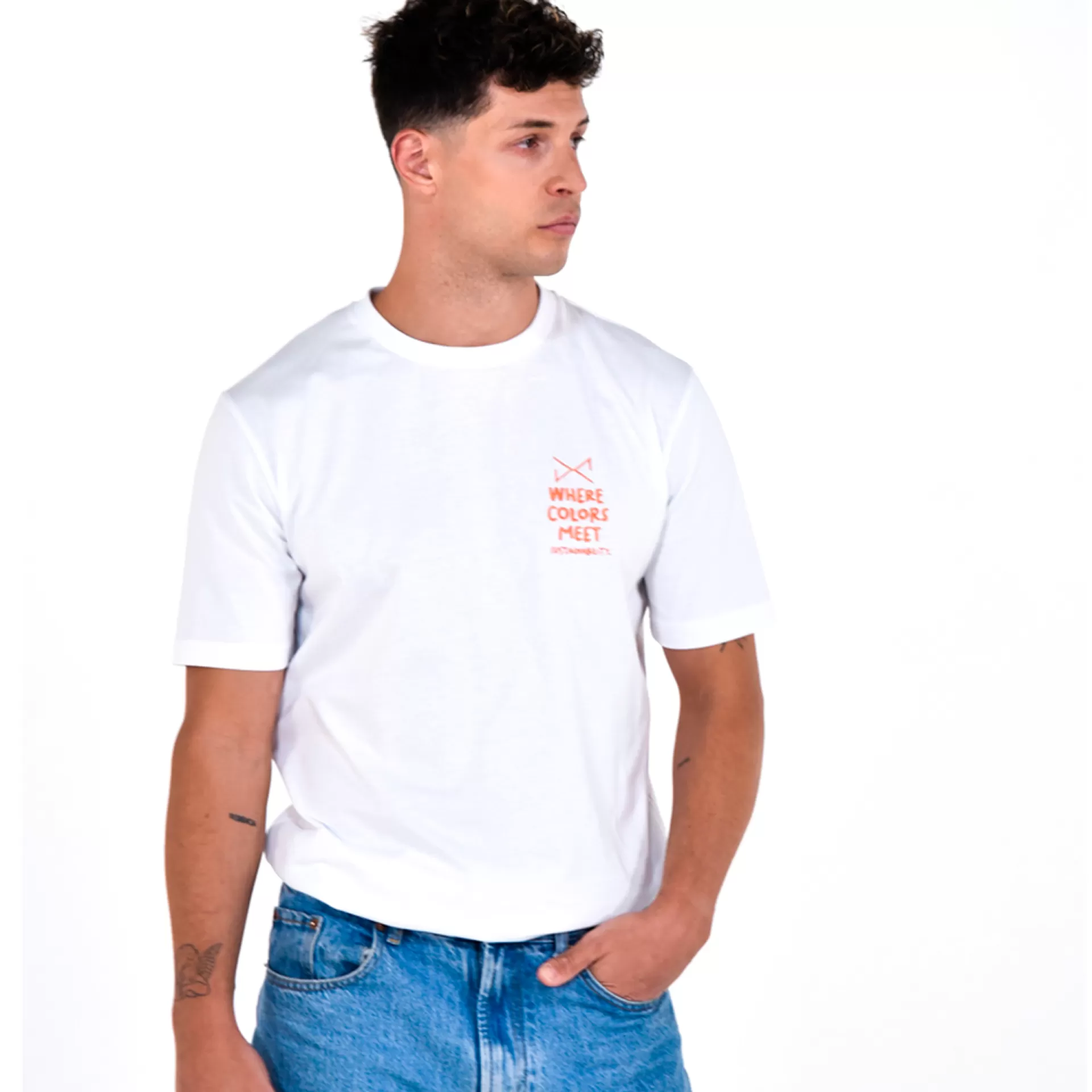 Daniel Chong CAMISETA BLANCA BORDADO NARANJA*Hombre Hombre