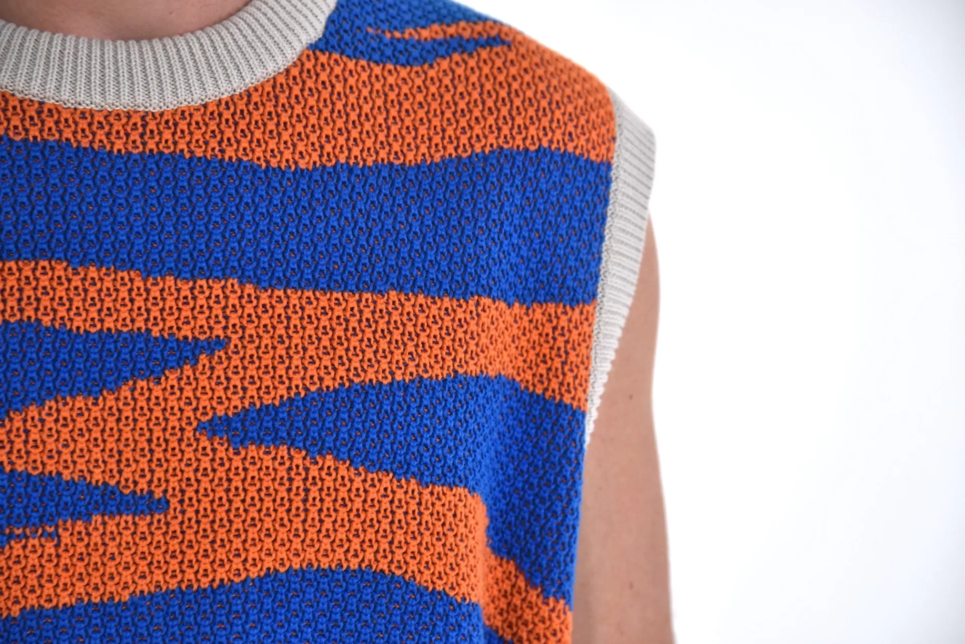 Daniel Chong Knitted Jacquard Vest NARANJA/AZUL*Mujer Hombre | Mujer