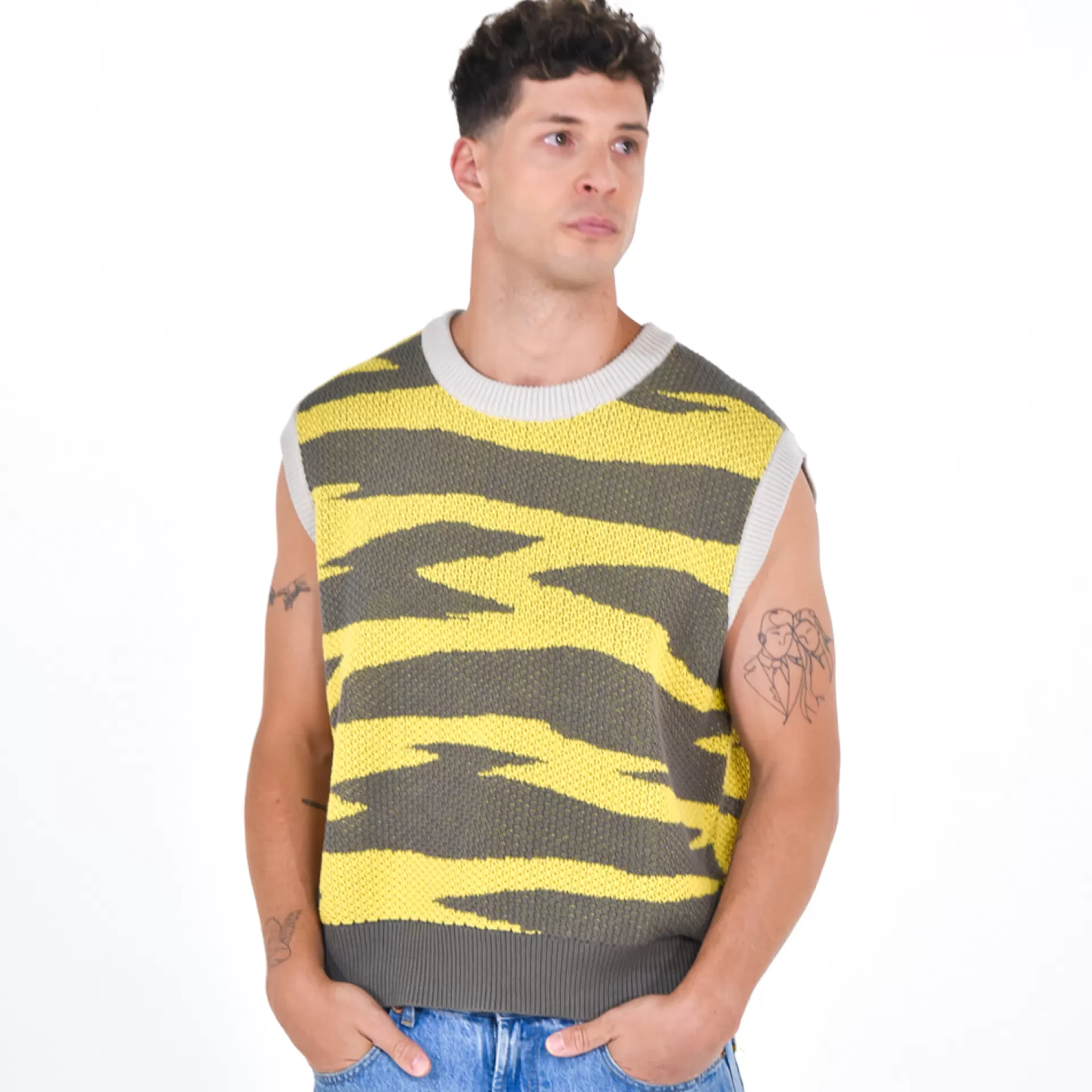Daniel Chong Knitted Jacquard Vest VERDE/AMARILLO*Mujer Hombre | Mujer