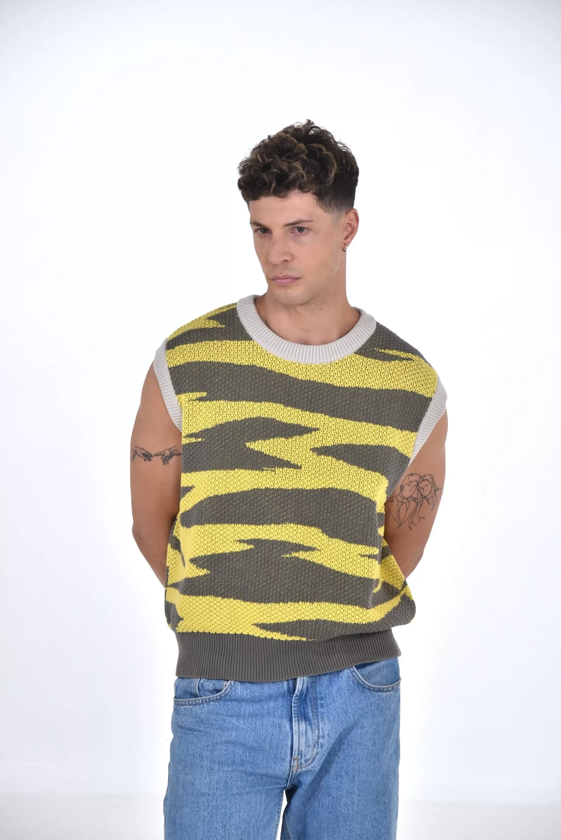 Daniel Chong Knitted Jacquard Vest VERDE/AMARILLO*Mujer Hombre | Mujer