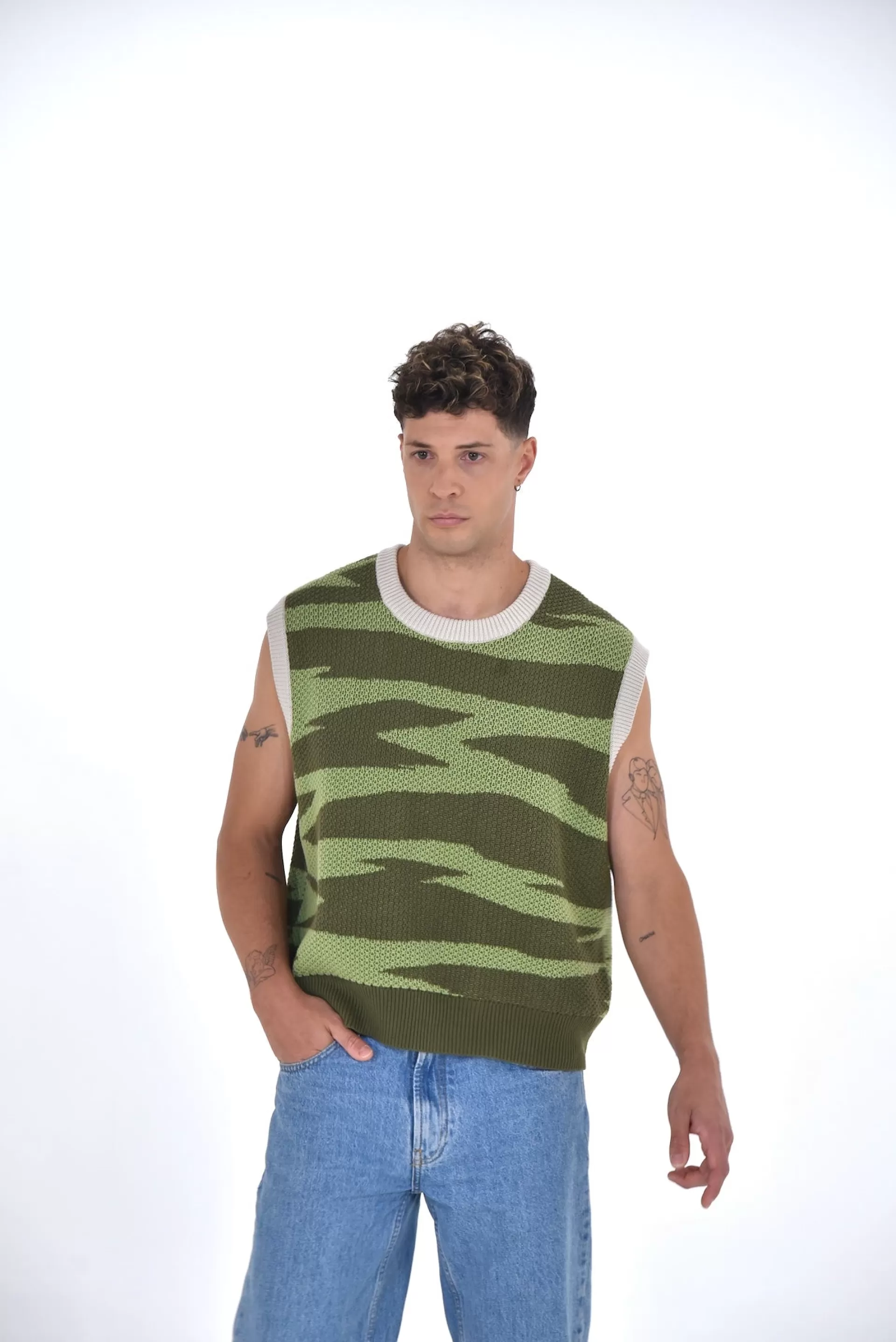Daniel Chong Knitted Jacquard Vest VERDE/VERDE*Mujer Hombre | Mujer