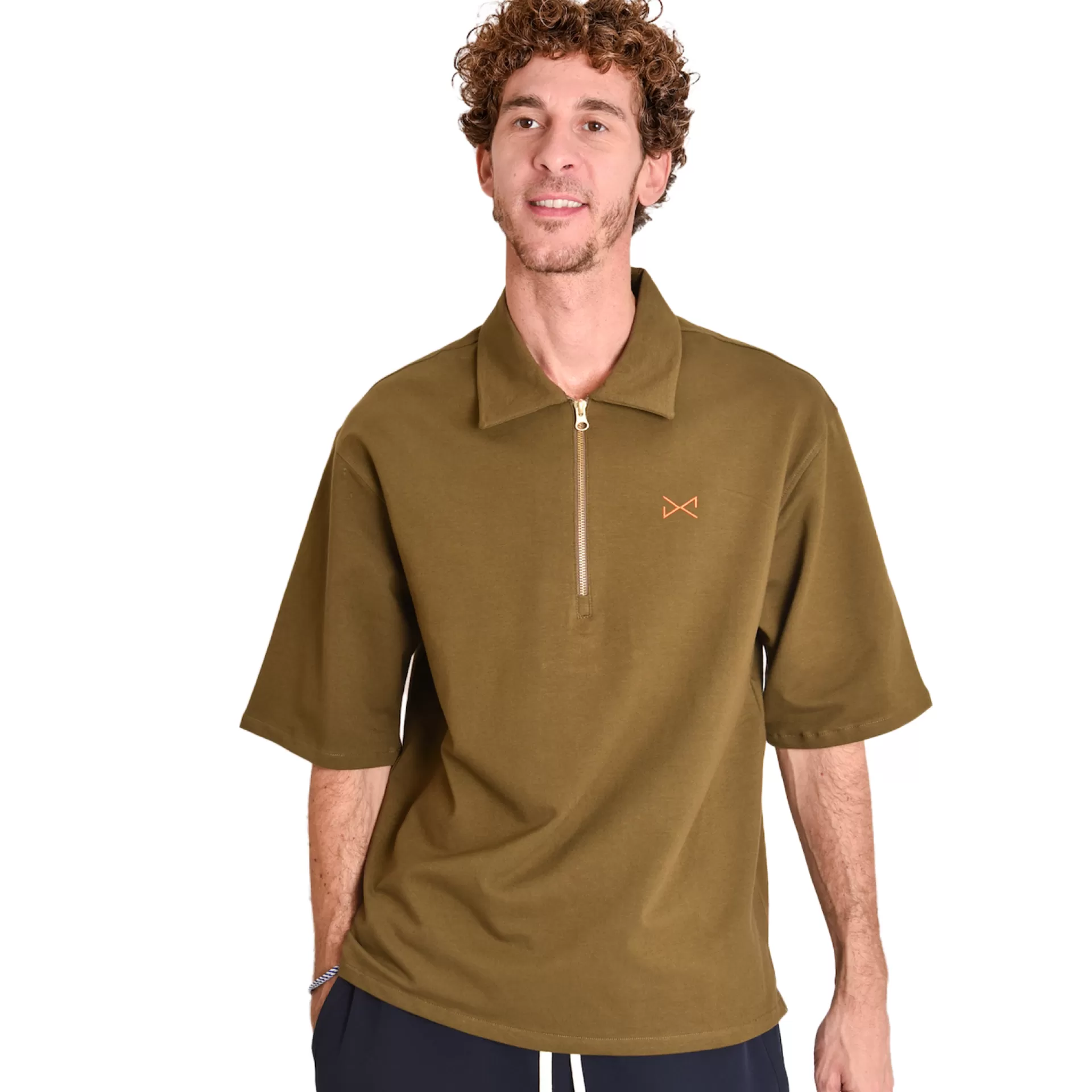 Daniel Chong OVER ZIP POLO KAKI unisex*Mujer Hombre | Mujer