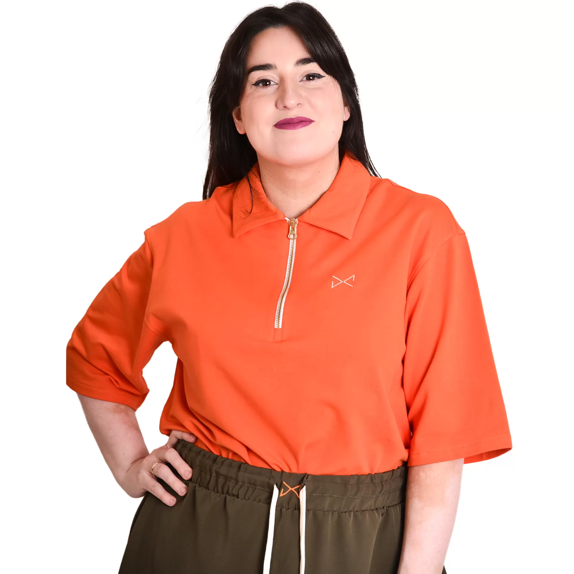 Daniel Chong OVER ZIP POLO NARANJA unisex*Mujer Hombre | Mujer