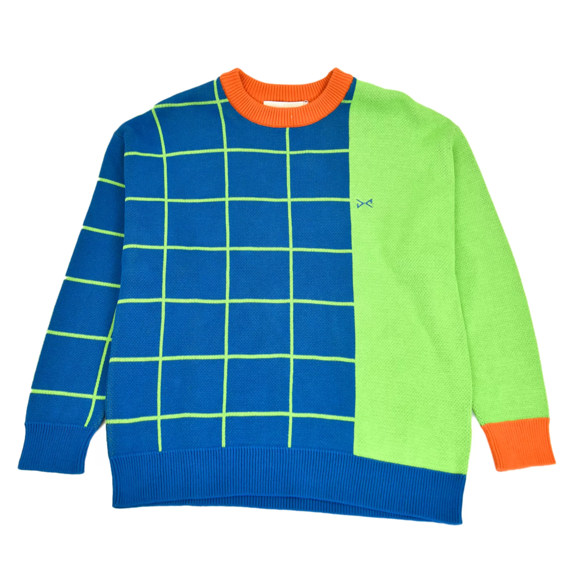 Daniel Chong Unisex Knitted Jacquard Sweater AZUL/VERDE*Mujer Hombre | Mujer
