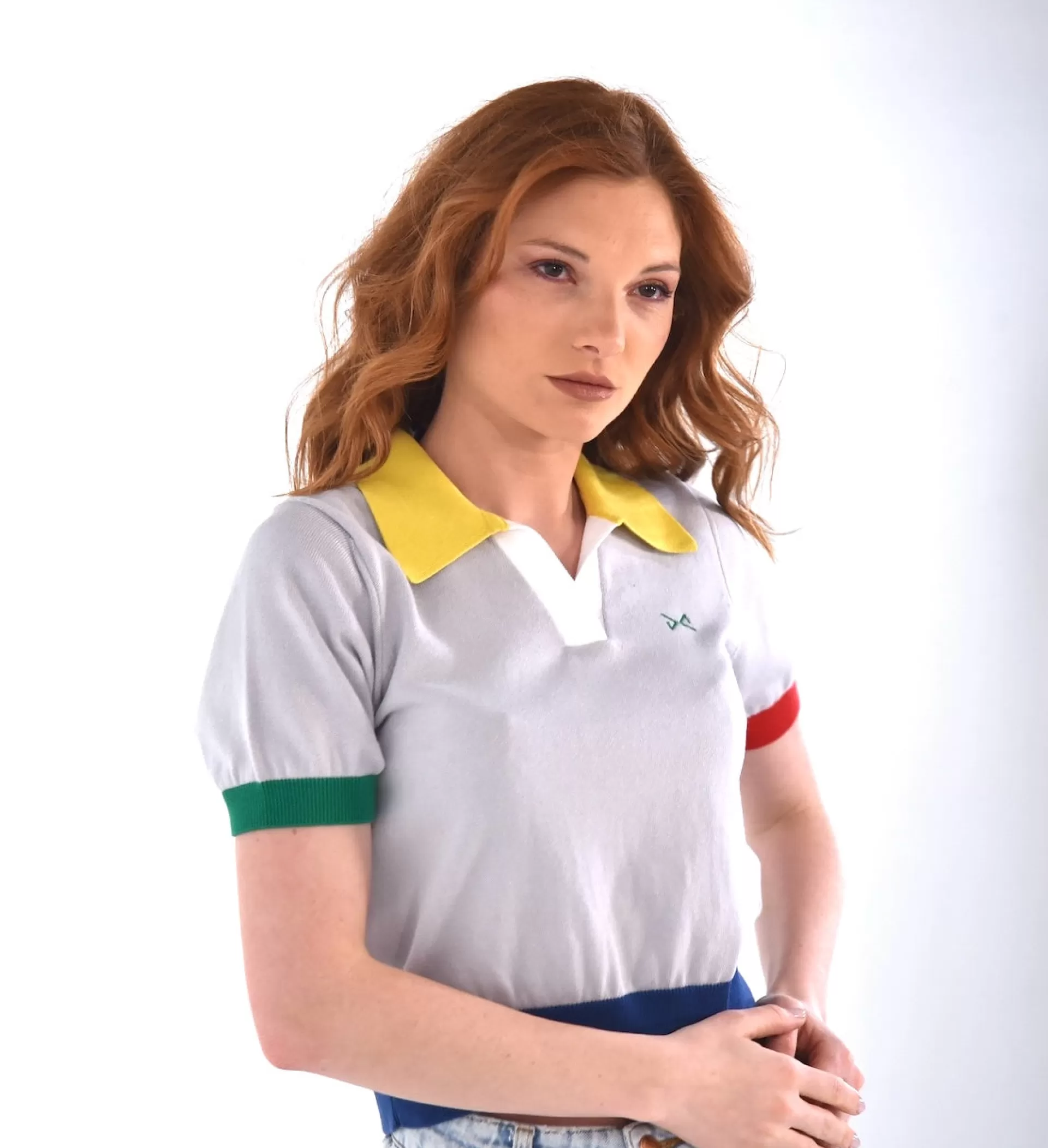 Daniel Chong Women Short Sleeve Knitted Polo GRIS*Mujer Mujer
